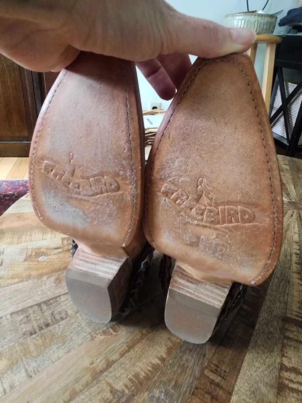 freebird Whimsical Tan Leather Western Ankle Boots with Decorative Concho Strap